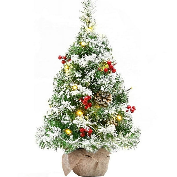 Pre-Encendido de Mesa de Árboles de Navidad, Mini Pequeño Árbol de Navidad con Nieve Acudieron a las Sucursales para la cubierta de Navidad Adornos de navidad