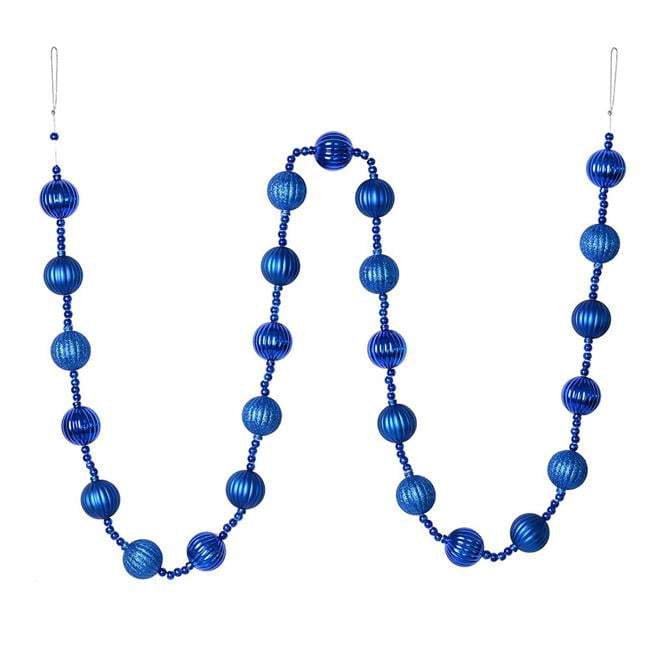 Vickerman M183502 6 ft. Blue Stripe Ball Garland