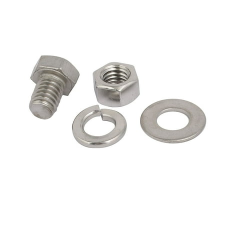 Unique Bargains 5set 304 Stainless Steel 38 16 Thread 12 Length Hex Bolt Kit W Washer Nut