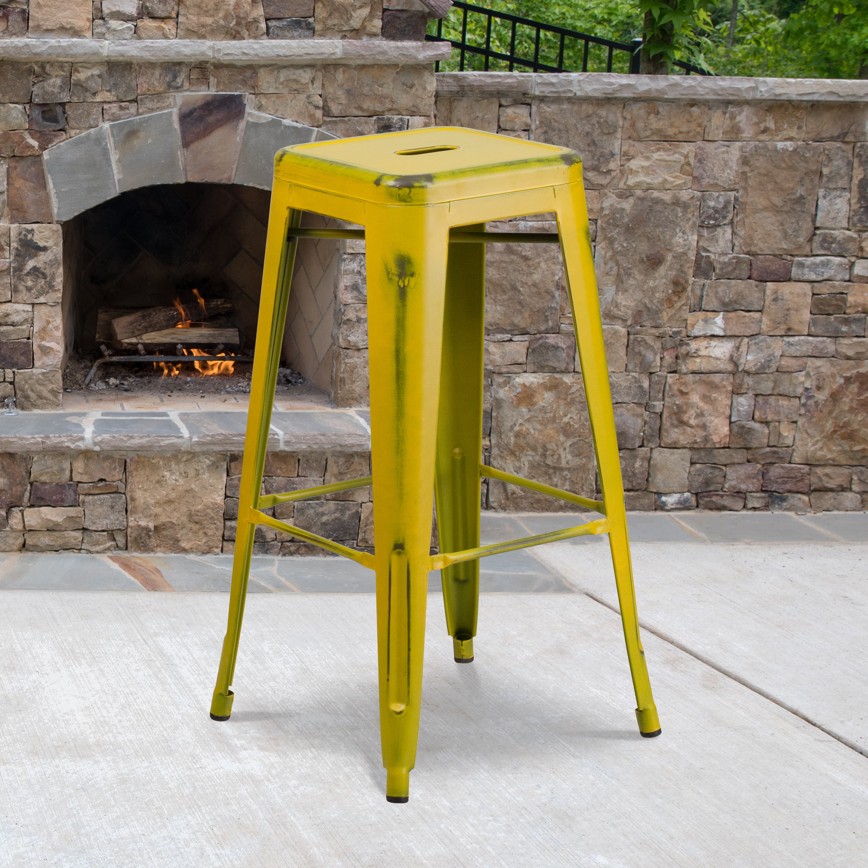 Flash Furniture 30'' High Backless Yellow Metal Indoor-Outdoor Barstool with... 