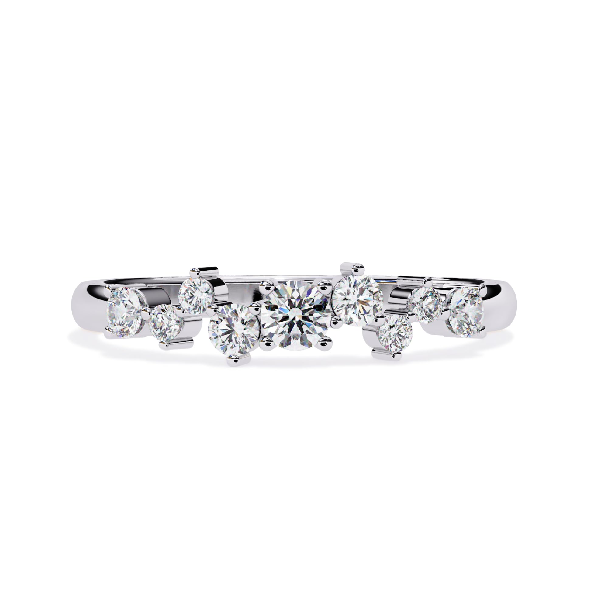 AFFY Eternity Rings for Women, Round Cut Lab Created Moissanite Engagement Wedding Band Ring in 14K Solid White Gold Size-7.5