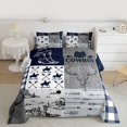 thumbnail image 2 of Homewish Tribal Sheep Skeleton Queen Comforter Set, Grey Navy Buffalo Bedding Sets, Rustic Western Hunting Reversible Bedding Comforter Set, Microfiber Bedroom Decor, 3pcs, 2 of 8