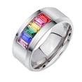 thumbnail image 1 of Iris De Acero Inoxidable Multicolor De Cristal Homosexuales Les Nos Enorgullecen Tamaño 13 Sunnimix Rainbow Ring, 1 of 7