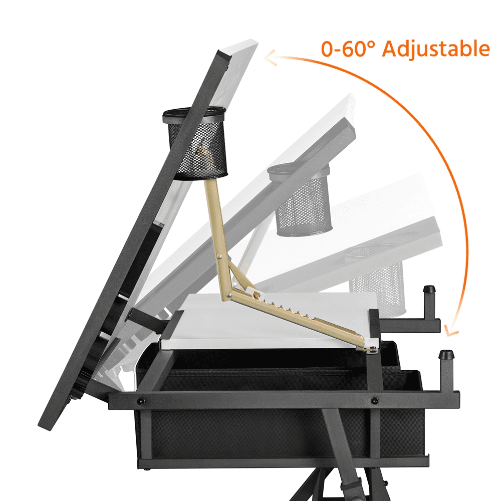 Renwick Drafting Table and Stool Set with Adjustable Table Angles & Heights, White