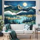 thumbnail image 3 of Tapiz de montaña, tapiz de naturaleza, bosque, árboles, para dormitorio, tapiz estético de noche estrellada, luna y estrellas, tapiz de pared abstracto verde azulado para dormitorio y sala de estar, 3 of 6