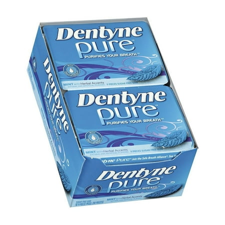 Dentyne Pure Mint with Herbal Accents Sugar Free Gum, 10 Packs of 9 Pieces (90 Total Pieces)