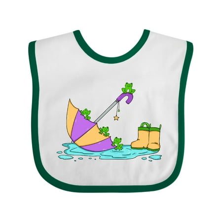 

Inktastic Cute Frogs in a Umbrella with Boots Gift Baby Boy or Baby Girl Bib