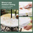 thumbnail image 3 of Round Outdoor Tablecloth with Umbrella Hole and Zipper, Yellow Floral Art Fitted Table Cover with Elastic Edge for 36-44 Inch, Watercolor Botanical Spring Flowers Waterproof Patio Tablecoths, 3 of 9
