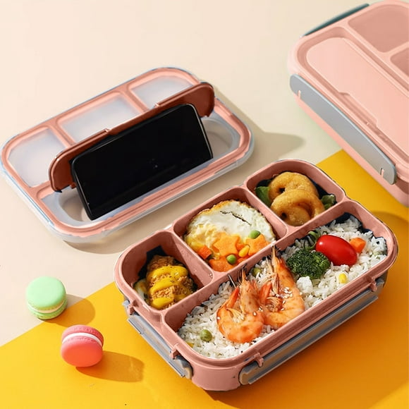 LSLJS Adult Lunch Box, 1300 ML 4-Compartment Bento Lunch Box for Kids, Lunch Containers for Adults Come With Chopsticks and Spoons, Leak Proof, Microwaveable, Bento Boxes on Clearance