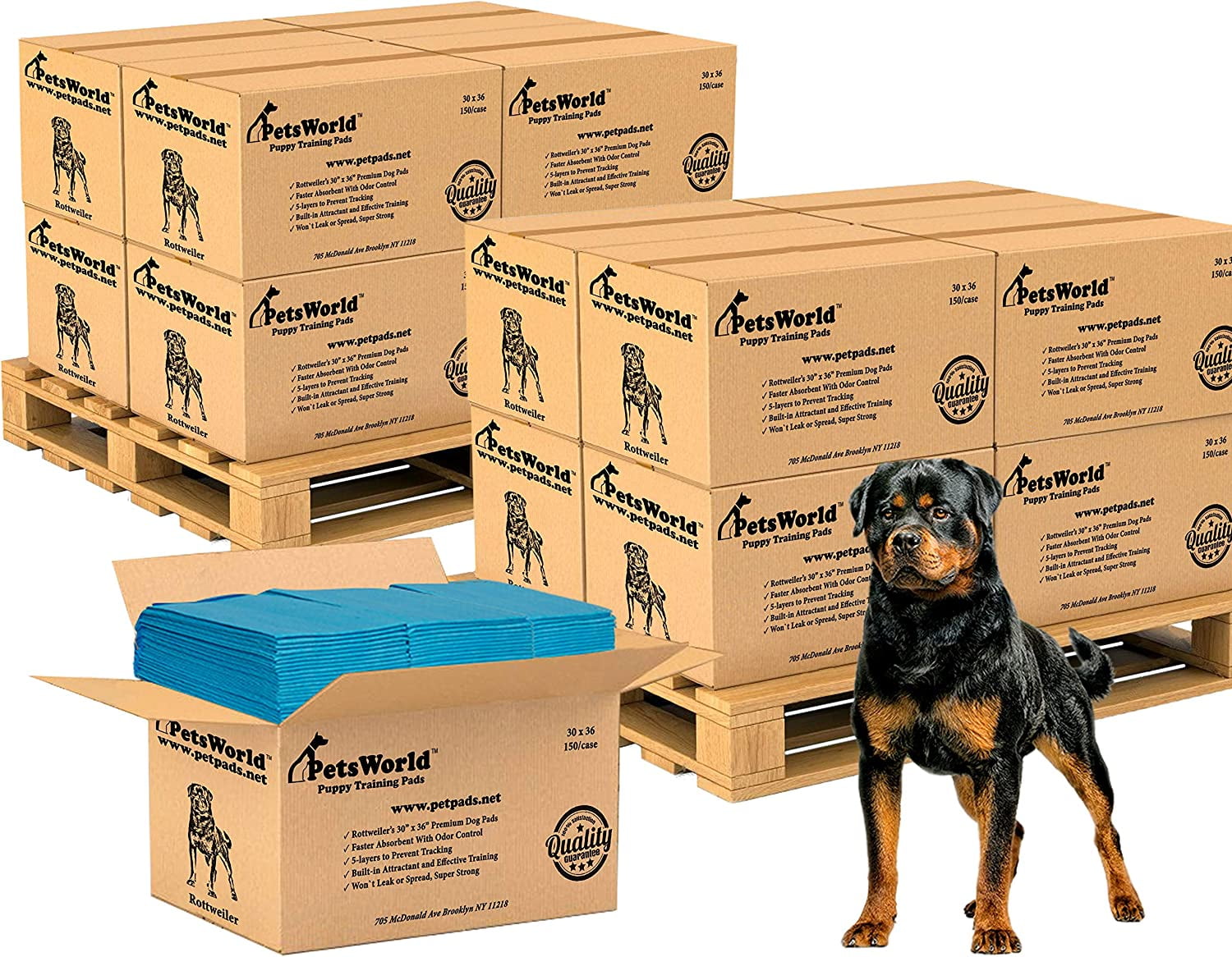 PetsWorld Extra Large Potty Pads for Dogs (30x36 inch) 2400 Count, 5