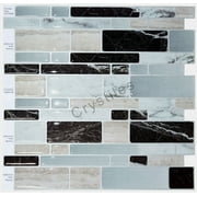 Crystiles® Peel and Stick Self-Adhesive Stick-On Vinyl Wall Tile Backsplash,Multi-Color Marble, Item# 91010828, 10” X 10” Each, 6 Sheets Pack