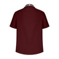 thumbnail image 5 of bnaln Mens Dress Shirts Casual Short Sleeve Button Down Shirt Plaid Color Block Shirt Plus Size Summer Shirts with Pockets,Wine,Size XL, 5 of 5
