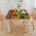 thumbnail image 3 of BANET Tablecloth, Exotic Island Flower with Zig Zag Lines Print, Dining Room Kitchen Rectangular Table Cover, Green Marigold White, 3 of 7
