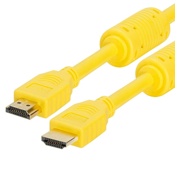Cmple - Yellow HDMI Cable High Speed HDTV Ultra-HD (UHD) 3D, 4K @60Hz, 18Gbps 28AWG HDMI Cord Audio Return - 10 Feet