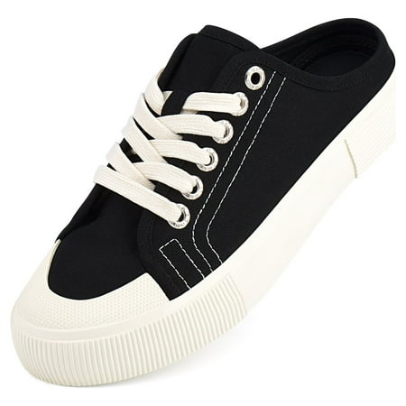 JENN ARDOR Women s Slip On Mules Slippers Canvas Sneakers Casual Shoes Low Top Lace Up Backless Comfortable Walking Flats Shoes