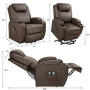 Vineego Electric Reclining Chair with Massage and Heating,Faux Leather,Brown