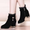 thumbnail image 2 of Botines de ante de otoño e invierno para mujer, botas sexis de tacón grueso para mujer, botas de encaje combinables con cremallera lateral, tacones altos, botas desnudas para mujer 35 Gao Jinjia LED, 2 of 2