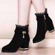 thumbnail image 1 of Botines de ante de otoño e invierno para mujer, botas sexis de tacón grueso para mujer, botas de encaje combinables con cremallera lateral, tacones altos, botas desnudas para mujer40 Gao Jinjia LED, 1 of 1