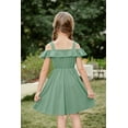 thumbnail image 5 of Arshiner Girls Dress Ruffle Sleeve Summer Cotton Casual Party Cold Shoulder, 5 of 6