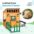 thumbnail image 4 of Ktaxon Outdoor Wooden Playhouse for Kids with Solar Lights, 61-Piece Pretend Kitchen Set, Golden Brown & Green, 4 of 8