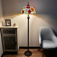 thumbnail image 3 of Tiffany Floor Lamp Blue Red Orange Stained Glass Rose Flowers For Living Room Bedroom 16"W*16"D*64"H, 3 of 7