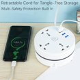 thumbnail image 5 of Universal Power Strip 5.9/9.2ft, Retractable Power Strip with 3 Outlets 3 USB Ports, Right Wrapped Around Extension Cord for Office,Travel, Hotels, Dormitory (1 pcs 9.2ft), 5 of 7