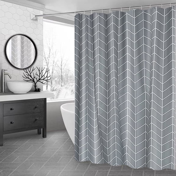 AuroraX Plastic Stall Shower Curtain Liner 48" x 72" Striped Cute Bath Curtain Liner Mildew Resistant Boho Gray Waterproof Neutral Abstract Bathtub Cortinas for Bathroom Decor