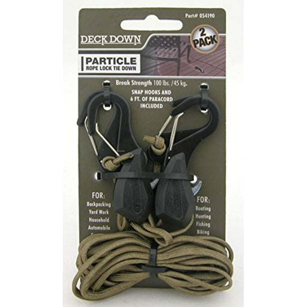 PROGRIP Deck Down 54190 Particle Rope Lock Tie Down with Snap Hooks and  Paracord, 6 ft (Pack of 2)
