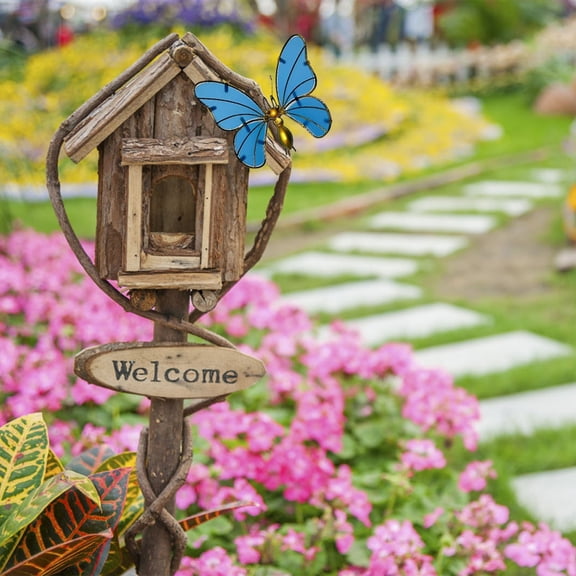 Homesteed Luminous Butterfly Decorations Wall Art Garden Stakes Glow In The Dark Outdoor Fence Decor For Patio Backyard