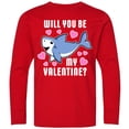 thumbnail image 3 of Inktastic Will You Be My Valentine with Cute Shark and Hearts Long Sleeve Youth T-Shirt, 3 of 5