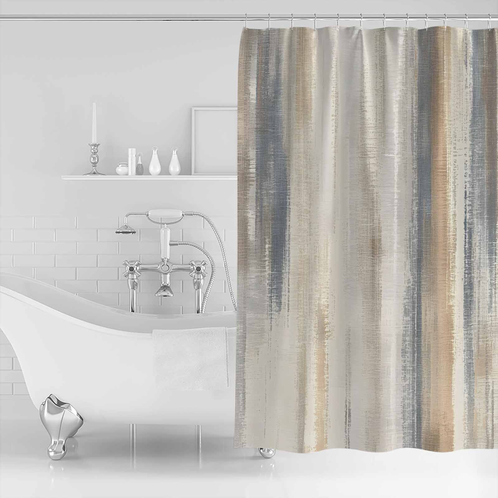 Beige Grey Shower Curtains for Bathroom Waterproof Fabric Bath Curtains Decor Bath Tub Curtain Abstract Mottled Art Retro Modern Painting Decorative Shower Curtain Sets with 12 Hooks, 72x72 Inch