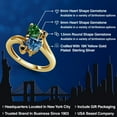 thumbnail image 2 of Gem Stone King 18K Yellow Gold Plated Silver Green Nano Emerald Persian Blue Moissanite and Black Diamond Ring for Women (1.53 Cttw, Heart Shape 6MM, Gemstone May Birthstone, Size 8), 2 of 6