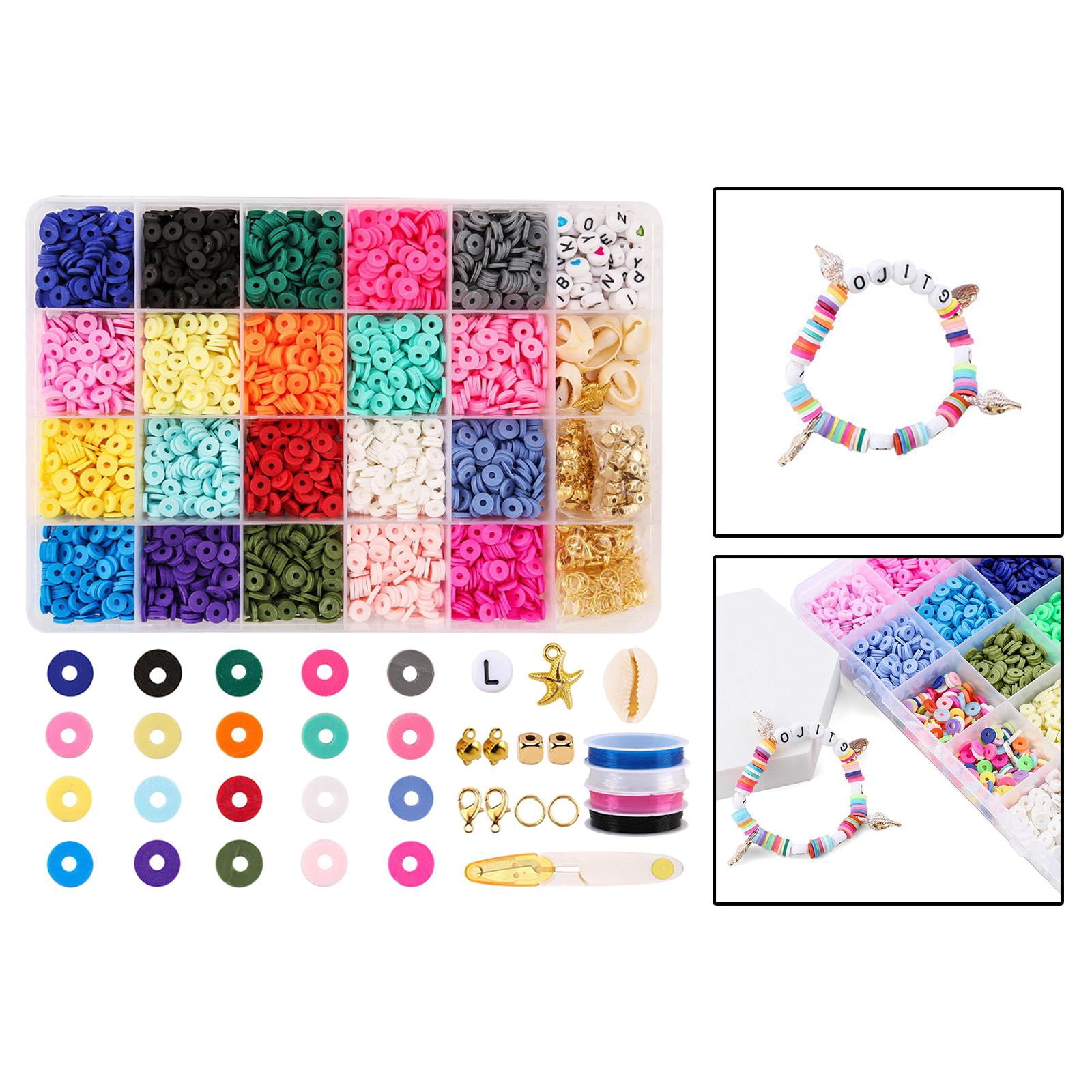 Milageto Clay Beads 6mm Mixed Color Loose Beads DIY Jewelry Accs 24 Grid Letter Bead