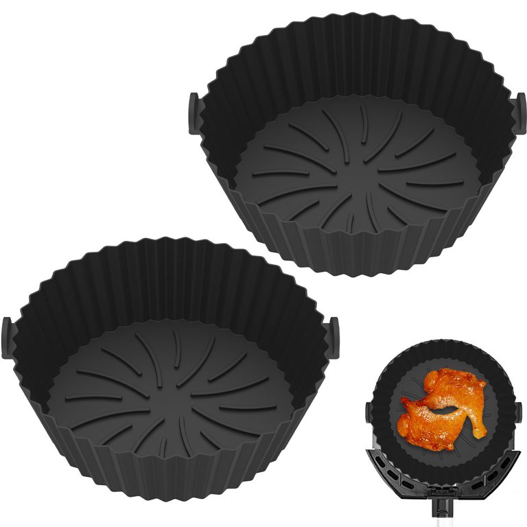 Air Fryer Silicone Liners - Reusable & Foldable Round Airfryer Oven Silicon  Basket Instant Pot Liner 8.5 Inch For 5.3QT or Bigger