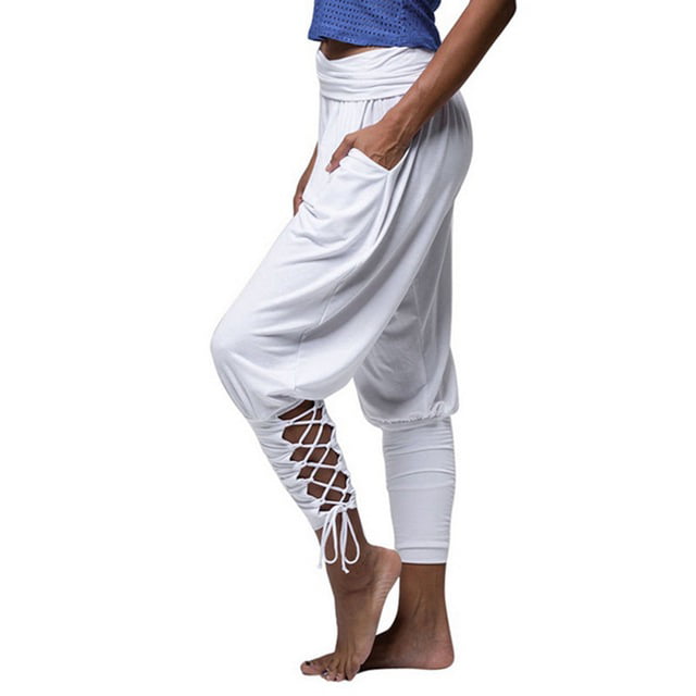 Vertvie Womens Harem Pants Bohemian Style Printing Loose Yoga Pants with Elastic Belt