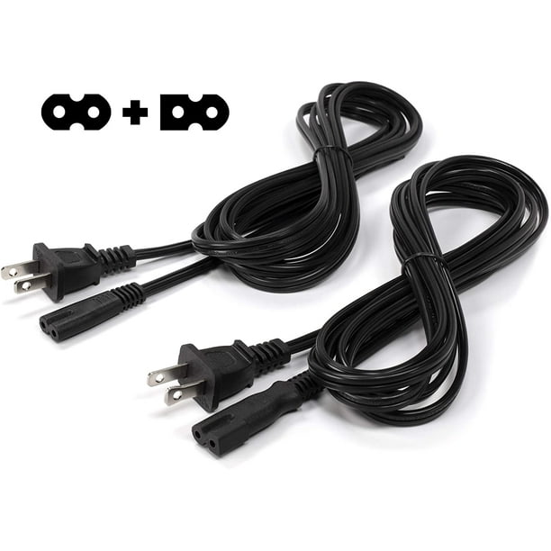 2 Slot Power Cord Two Pack Includes Both Types Polarized (Squared