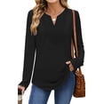 thumbnail image 3 of UVN Lace Blouses for Women V Neck Long Sleeve Shirts Fall Trendy Casual Tunic Tops, 3 of 9
