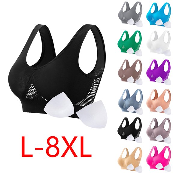 Plus Size Bras for Women Sawvnm Women Seamless Sports Bra Wirefree Yoga Bra With Removable Pads Push Up Wire Free Everyday Full Coverage Comfortable Underwear Bras