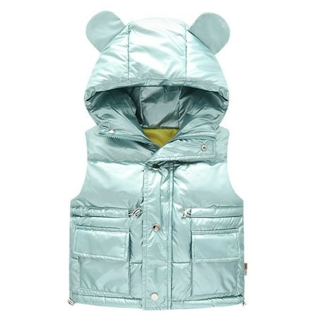 

nsendm Little Girls Ski Coat Toddler Boys Girls Winter Coat Bear Ears Solid Hooded Long Winter Jackets for Girls Light Blue 3-4 Years