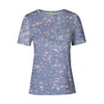 thumbnail image 4 of DDAPJ pyju Short Sleeve T-shirts for Women 2025 Fashion Sequin Printed Dressy Casual Round Neck Tee Tops Sparkly Glitter Party Tee Shirts Blue S, 4 of 5