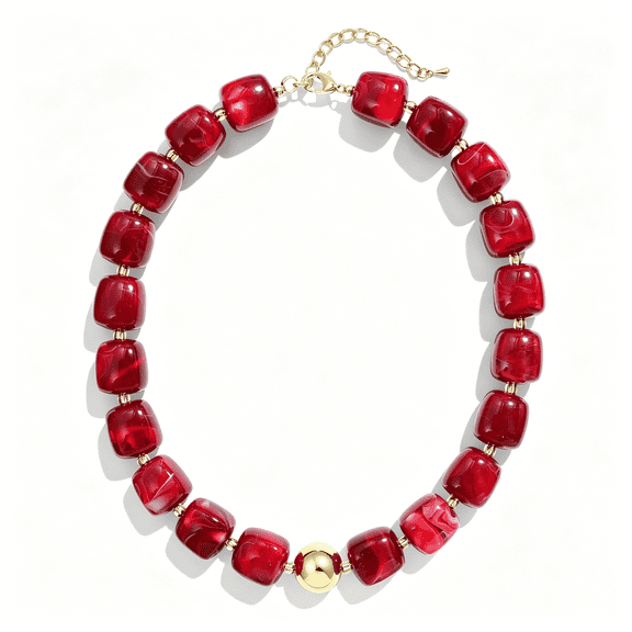 DESIGNICE Colorful Chunky Necklaces for Women Multicolored Large Square Resin Beads Necklace Trendy Bold Statement Beaded Necklace