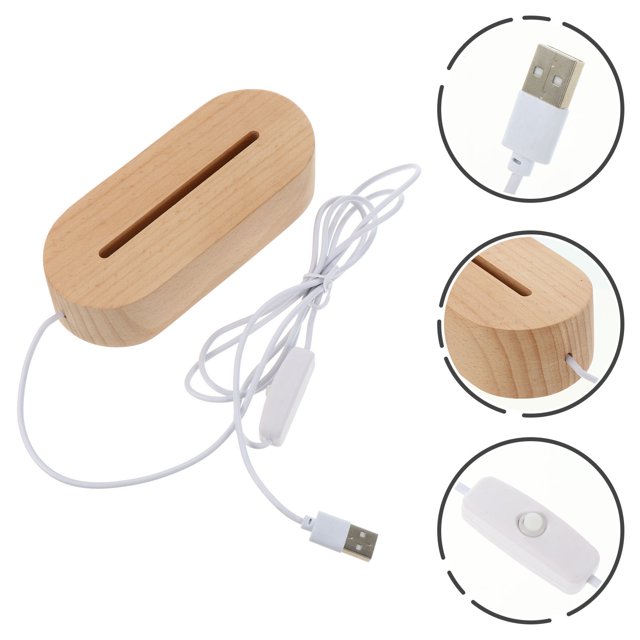 AURARMLET Wood Lamp Base 1Pack Night Light Stand Chocolate Color Warm Yellow LED Light Display Pedestal