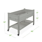 Best Choice Products Raised Garden Bed 48x24x32in Mobile Elevated Planter w/ Wheel Locks, Shelf, Liner - Gray