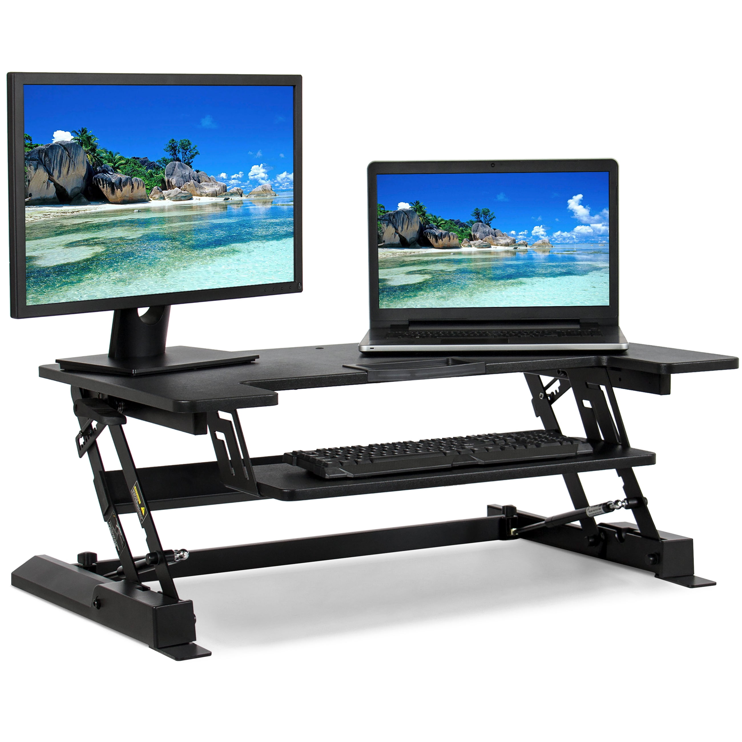 Height Adjustable Standing Desk Dual Monitor Riser Sit Stand