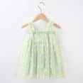 thumbnail image 2 of Zhuashum Dress For Girls 3-4 Years Toddler Casual Sleeveless Kids Beach Floral Prints Layered Beach Party Princess Dress Lovely Wear Green, 2 of 3