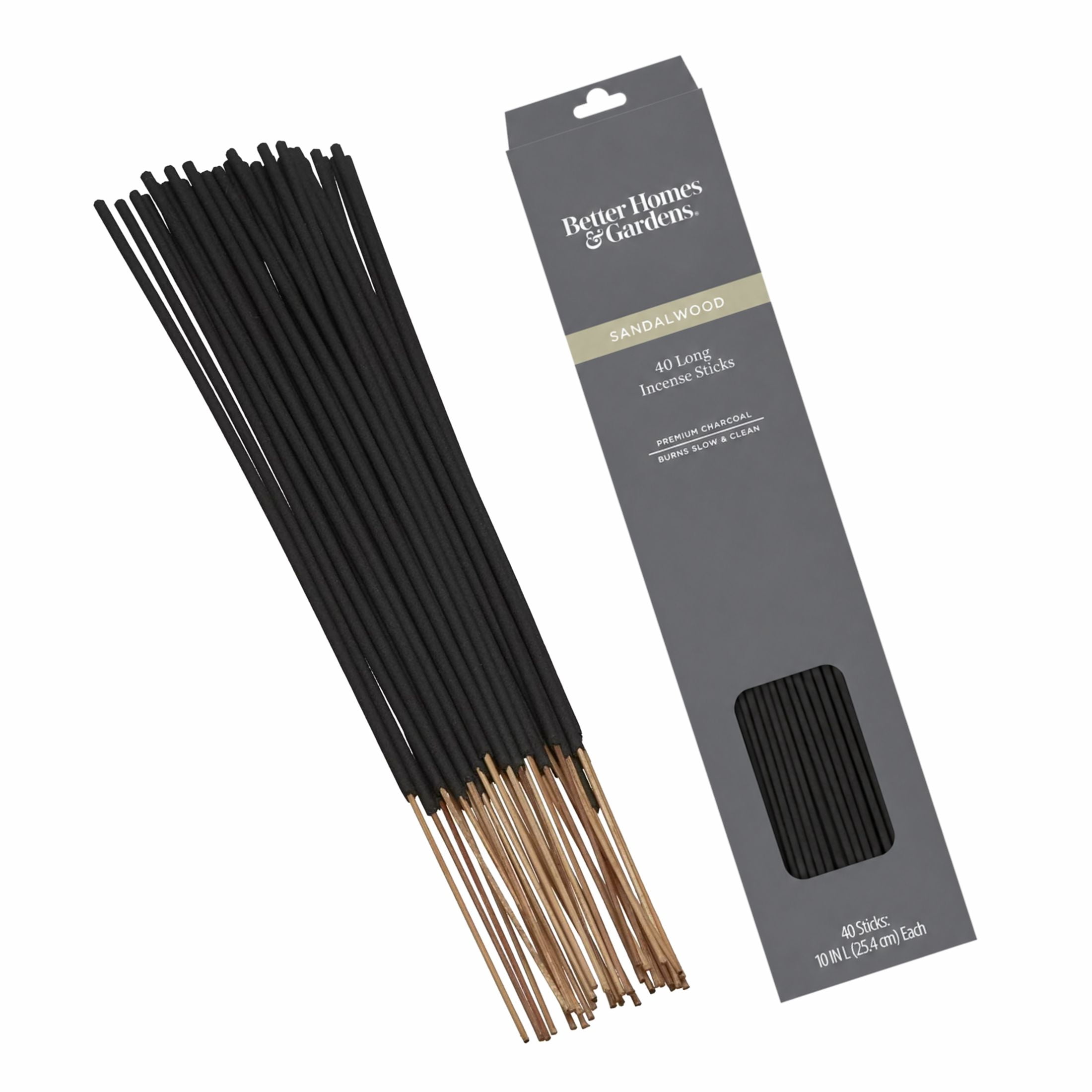 Better Homes & Gardens 10” Premium Charcoal Incense Sticks, Sandalwood, 40 Pack