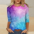 thumbnail image 2 of Wanfds Multicolor Ladies Tops 2025 Spring Fashion Crew Neck Three-Quarter Sleeve Top XL, 2 of 5