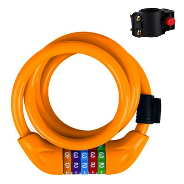 Candado para bicicleta, candado para bicicleta con cable de 1,2 m, candado de cable para bicicleta con combinación reiniciable segura y en espiral con soporte de montaje, 14,1 cm de diámetro