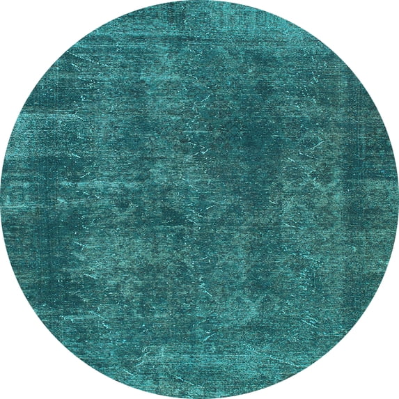 Ahgly Company Indoor Round Abstract Light Blue Modern Area Rugs, 6' Round