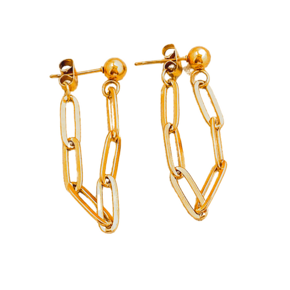 Double Chain Link Stud Earrings